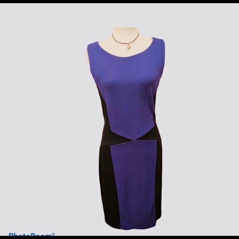 VENUS Blue and Black Midi Dress